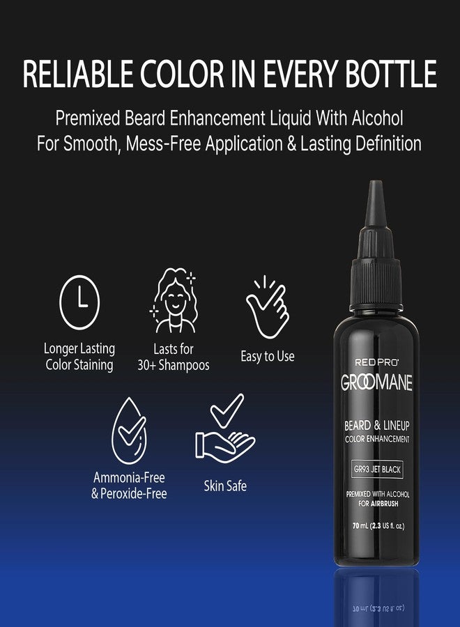 RED Pro GROOMANE Beard & Lineup Color Enhancement for Airbrush, Natural Semi-Permanent Barber Beard Dye, Long-Lasting Gray Coverage, Men Hairline Color (Jet Black (Premix), 2.3 fl.oz) - Image 3
